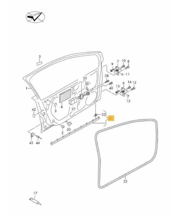 NEW GENUINE VW POLO 2013-2016 FRONT DOOR LOWER BLACK RUBBER SEAL RIGHT O/S 6R3837698B5AP - Image 2