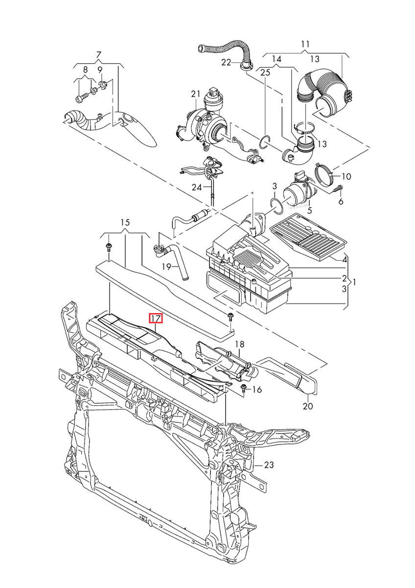 NEW GENUINE AUDI A3 TT VW GOLF MK7 FRONT PANEL AIR INLET DUCT 5Q0129254B - Image 2