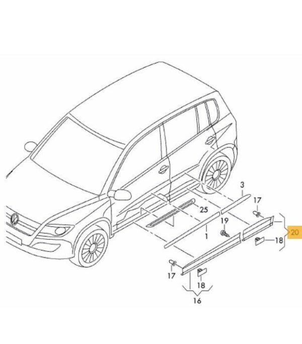 NEW GENUINE VW TIGUAN 07-16 REAR DOOR PRIMED COVER CHROME MOLDING SET RIGHT O/S 5N0854950CGRU - Image 2