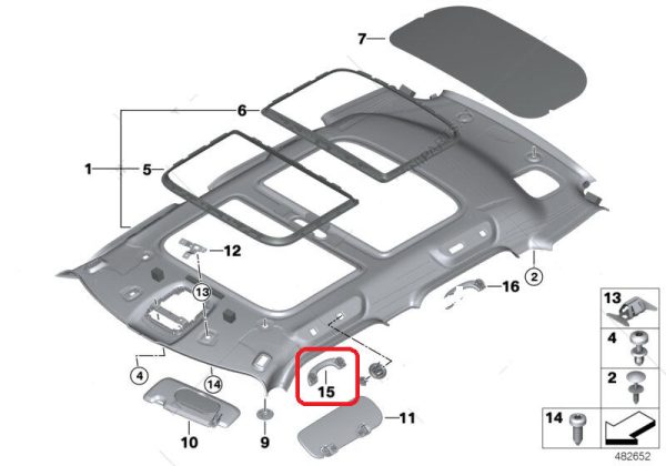 MINI NEW GENUINE F54 F55 F56 F60 FRONT INTERIOR GRAB HANDLE GRAY 51167367784 - Image 2