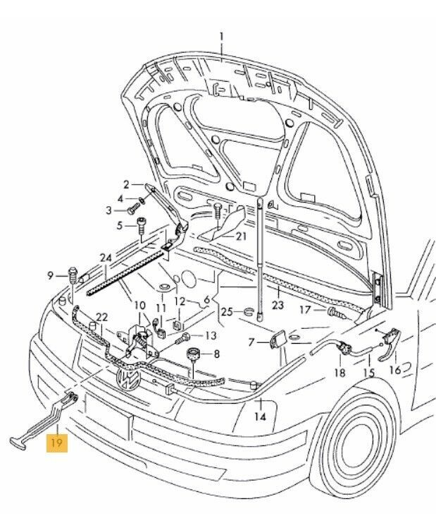 NEW GENUINE VW PASSAT B5 97-00 FRONT BONNET LATCH RELEASE HANDLE 3B0823593C 01C - Image 2