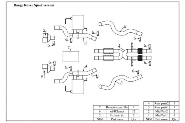 Complete Exhaust System Suitable for Range Rover Sport L494 (2014-2017) with Valvetronic - Image 16