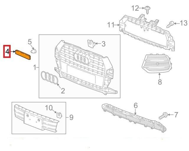 NEW GENUINE AUDI Q3 8U FRONT BLACK GLOSSY QUATTRO INSCRIPTION BADGE EMBLEM 8U0853736T94 - Image 2