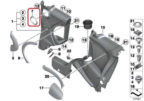 MINI NEW GENUINE CLUBMAN R55 DOOR OPENER COVER SILVER RIGHT O/S 51422756021 - Image 2