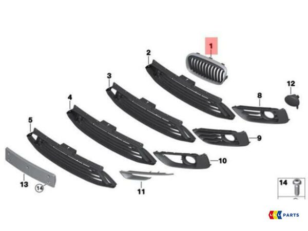 NEW GENUINE BMW 2 SERIES SPORT RADIATOR GRILLE RIGHT O/S 51137379612 - Image 2