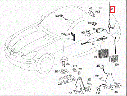 NEW GENUINE MERCEDES-BENZ SLK CLASS R171 REAR RUBBER ANTENNA A1718202075 - Image 2