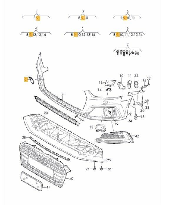 NEW GENUINE AUDI A5 S5 16- S-LINE FRONT BUMPER TOW HOOK COVER CAP PRIMED 8W6807241AGRU - Image 2