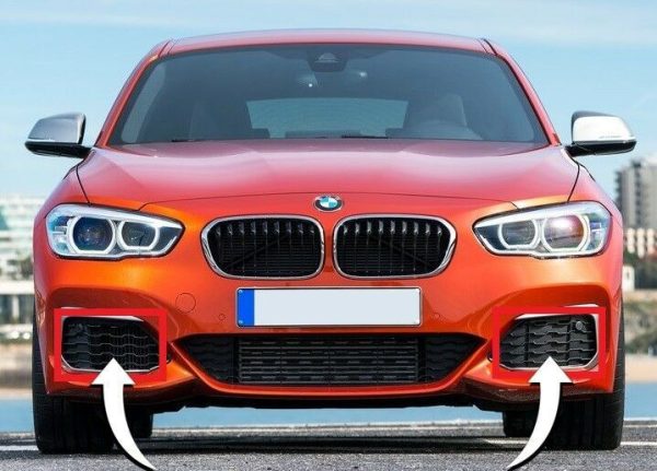 BMW NEW M1 SERIES F20 F21 LCI FRONT BUMPER FOG LIGHT GRILL COVER PDC PAIR SET - Image 2