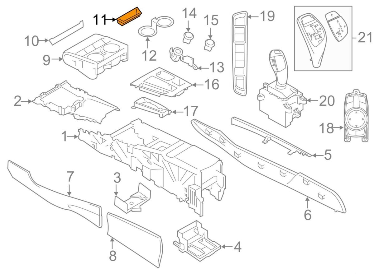 BMW NEW GENUINE F15 F16 FRONT CENTRE CONSOLE CUP HOLDER ASHTRAY ASSEMBLY 51169267952 - Image 2