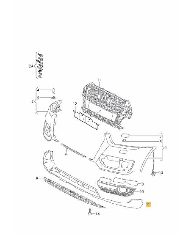 NEW GENUINE AUDI Q3 2012-2016 FRONT BUMPER BLACK LOWER SPOILER 8U08070614U8 - Image 2