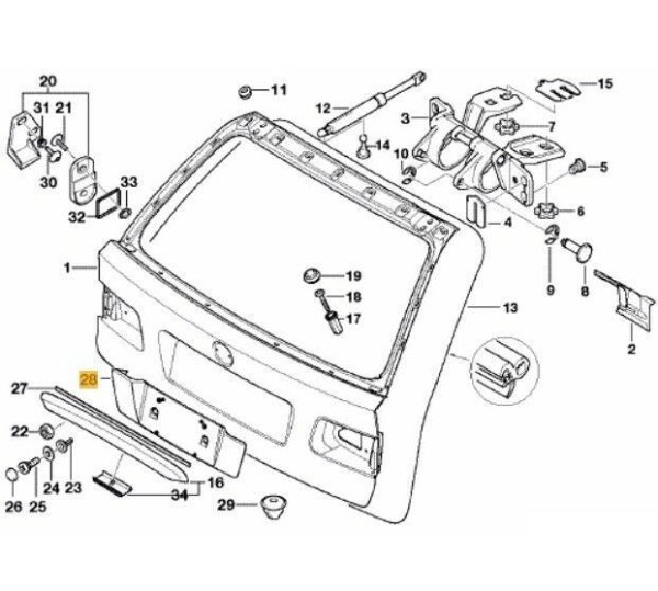 NEW GENUINE BMW 5 SERIES E39 TOURING REAR TRUNK USA LICENSE PLATE HOLDER PRIMED 51138244885 - Image 2