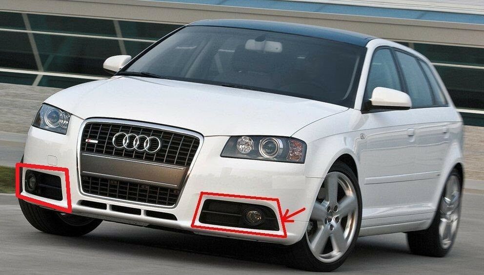NEW GENUINE AUDI A3 05-08 N/S LEFT O/S RIGHT S-LINE BUMPER FOG LIGHT GRILL SET 8P4807681F+8P4807682F - Image 2