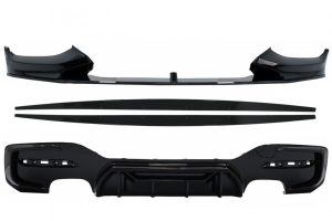 Front Bumper Lip Spoiler suitable for BMW 1 Series F20 F21 LCI (2015-2019) with Rear Bumper Spoiler Valance Diffuser and Side Skirts Extensions Hatchback M Sport Piano Black