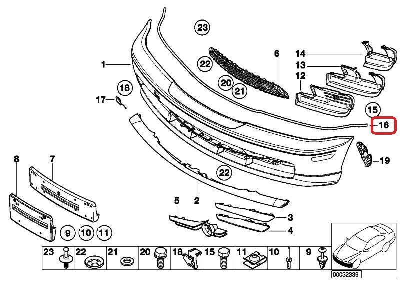 BMW NEW GENUINE 3 5 SERIES E39 E46 FRONT BUMPER GASKET SEAL 51118191149 - Image 2