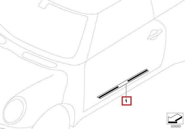 MINI NEW GENUINE CLUBMAN R55 JCW BLACK DOOR ENTRY STRIPS FOR PAIR SET LEFT RIGHT 51477406652 + 51477406651 - Image 2