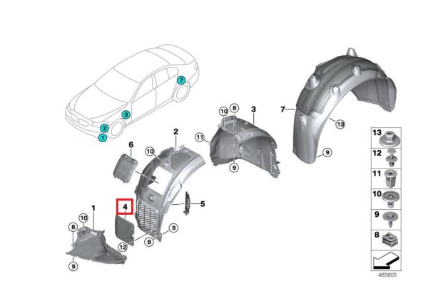 BMW NEW GENUINE G11 G12 G14 G15 G16 G30 G31 G32GT FRONT WHEELARCH RADIATOR COVER 51717340195 - Image 2