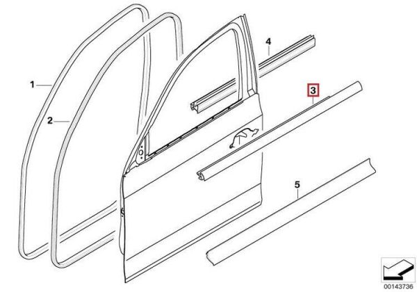 NEW GENUINE BMW 3 SERIES FRONT DOOR CHROME WEATHERSTRIP TRIM LEFT 51337119981 - Image 2