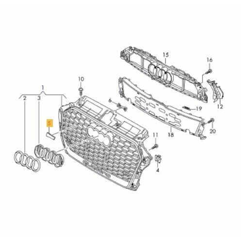 NEW GENUINE AUDI RS3 17- FRONT BUMPER CENTER GRILL BLACK RS3 BADGE EMBLEM 8V5853736BT94 - Image 2