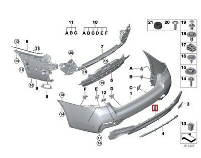 NEW GENUINE BMW 5 SERIES G30 M SPORT REAR BUMPER BOTTOM TRIM PANEL 51128098694 - Image 2