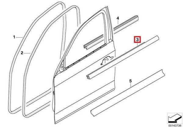 NEW GENUINE BMW 3 SERIES FRONT GLOSS BLACK CHANNEL COVER SEAL LEFT 51337220187 - Image 2