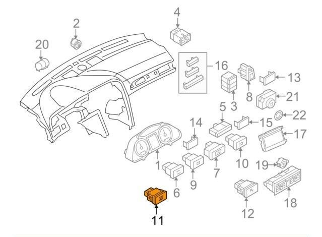 NEW GENUINE AUDI A6 S6 LANE CHANGE ASSIST WARNING SWITCH 4F09274515PR - Image 2