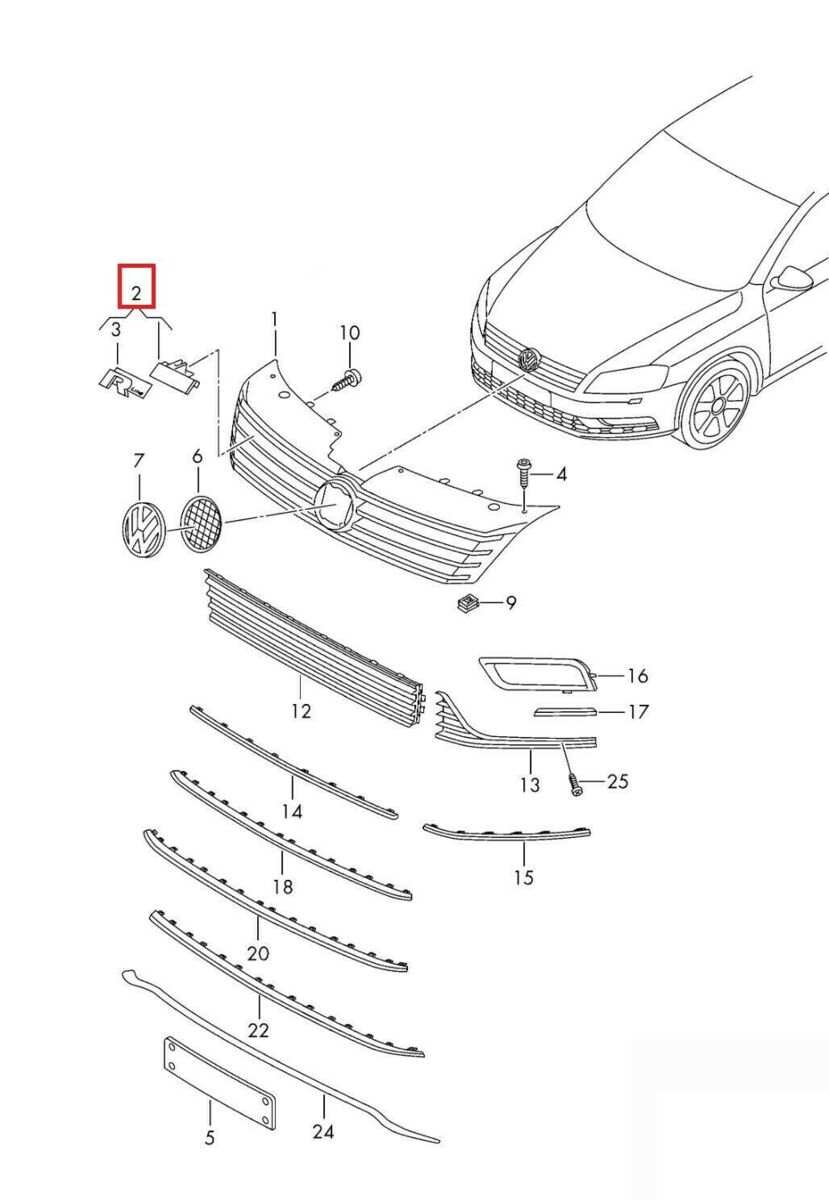 NEW GENUINE VW PASSAT B7 FRONT GRILLE R LINE BAGDE 3AA853948FXC - Image 2