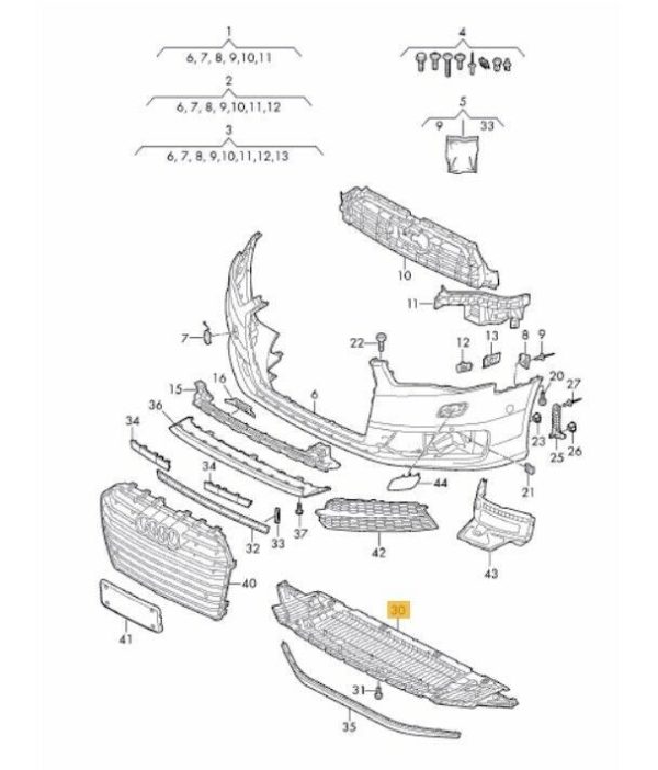 NEW GENUINE AUDI A6 C7 15-18 FRONT BUMPER LOWER CLOSING ELEMENT 4G0807611F - Image 2