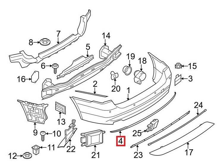 NEW GENUINE BMW 4 SERIES F32 REAR BUMPER CENTER MOULDING STRIP TRIM 51127294812 - Image 2