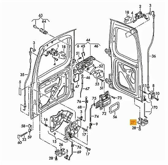 NEW GENUINE VW CADDY 04-08 REAR DOOR LOCK CATCH RIGHT O/S 2K0827506F 9B9 - Image 2