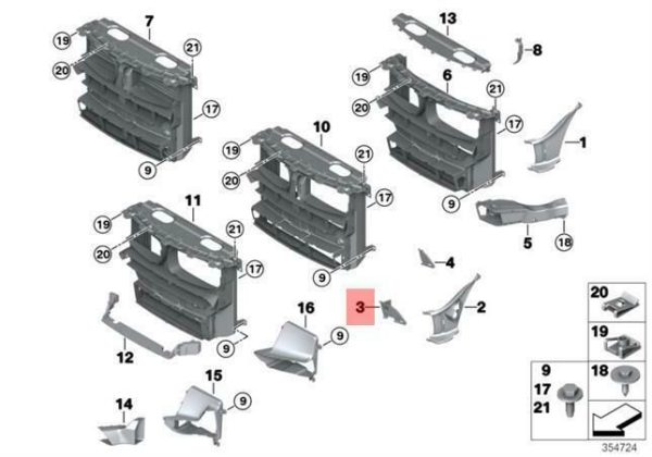 FOR NEW GENUINE BMW X5 F15 M SPORT FRONT LOWER CENTER GRILL AIR DUCT COVER RIGHT O/S - Image 2