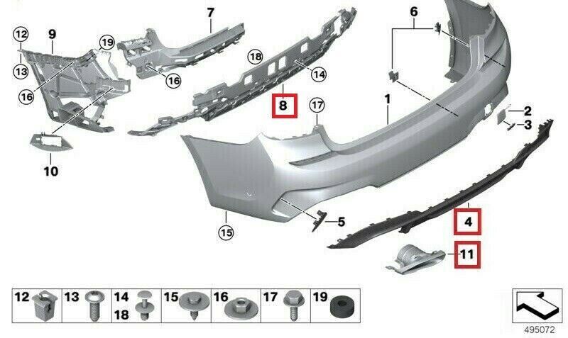 NEW GENUINE BMW 3 G20 M340I REAR TRIM DIFFUSER WITH BRACKET AND BLACK TAIL PIPES - Image 2
