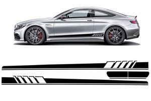 Side Decals Sticker Vinyl suitable for MERCEDES C-Class C205 Coupe A205 Cabriolet (2014-up) C63 Design Piano Black