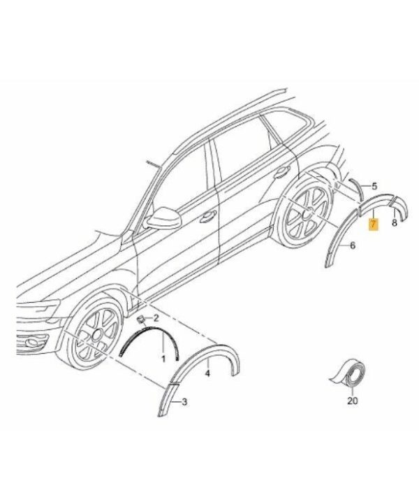 NEW GENUINE AUDI Q5 2009-2016 REAR CENTER GREY TRIM FOR WHEEL ARCH RIGHT O/S 8R0853818A1QP - Image 3