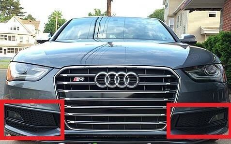 NEW GENUINE AUDI A4 S4 13-16 S-LINE BUMPER LEFT RIGHT FOG LIGHT GRILL BLACK SET - Image 2