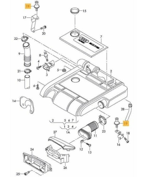 NEW GENUINE AUDI A1 8X1 AIR CLEANER INTAKE RETAINING BRACKET STUDS BOLTS X4 WHT000898A - Image 2