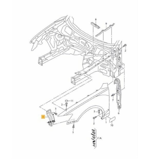 NEW GENUINE AUDI A6 C7 11-16 FRONT WING FENDER SUPPORT BRACKET RIGHT O/S 4G0821136A - Image 2