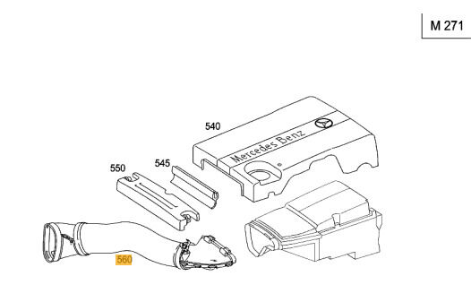 MERCEDES BENZ MB E CLASS W211 03-06 NEW OEM ORIGINAL AIR INTAKE HOSE PIPE SCOOP A2710941282 - Image 2
