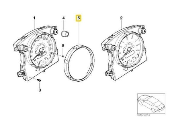NEW OEM MINI R50 R52 R53 INSTRUMENT CLUSTER SPEEDOMETER TRIM RING ANTHRAZIT MATT 51456972979 - Image 2