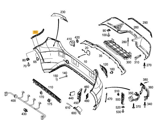 NEW GENUINE MERCEDES BENZ MB A CLASS W176 REAR BUMPER MOUNTING RAIL PAIR L+R - Image 3