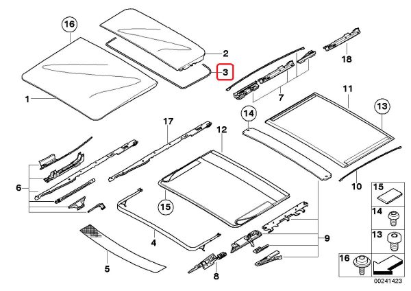 BMW NEW GENUINE E61 E70 E83 E91 REAR SLIDING LIFTING ROOF COVER GASKET 54137127565 - Image 2