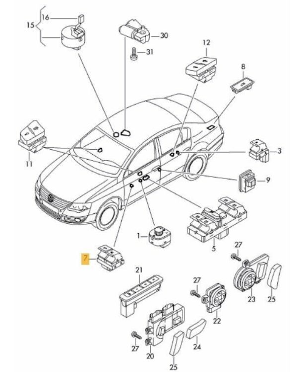 NEW GENUINE VW EOS JETTA PASSAT FUEL FLAP TRUNK BOOT RELEASE SWITCH BUTTON 3C0959903BREH - Image 2