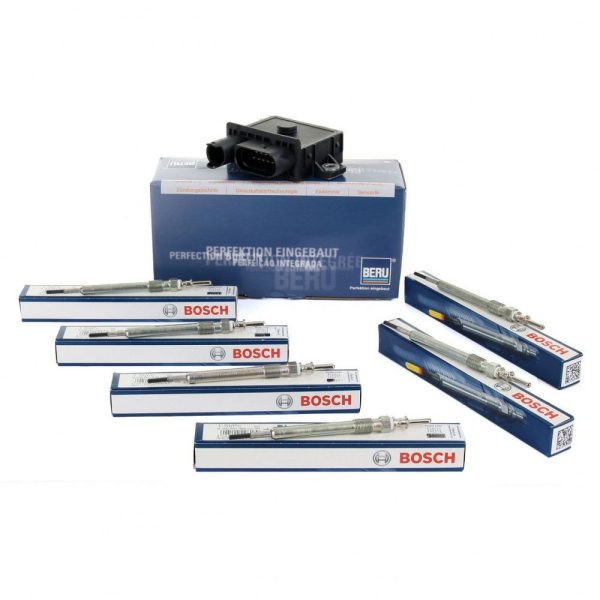 Genuine BOSCH/ BERU cylinder M57 Preheating control unit + 6x glow plugs Diesel system - Image 2