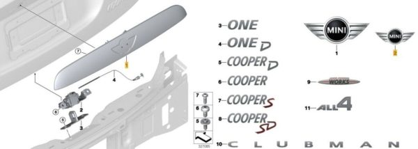 NEW GENUINE MINI F55 F56 F57 CHROME REAR TRUNK HANDLE WITHOUT CAMERA HOLE+EMBLEM - Image 2