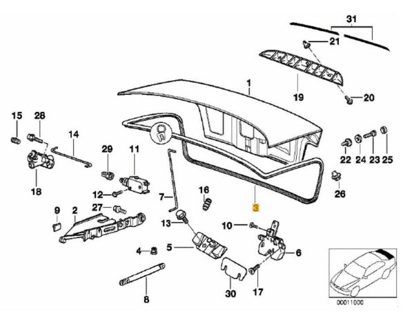 NEW GENUINE BMW 3 SERIES E36 92-98 SEDAN TRUNK LID RUBBER SEAL GASKET 51711977050 - Image 2
