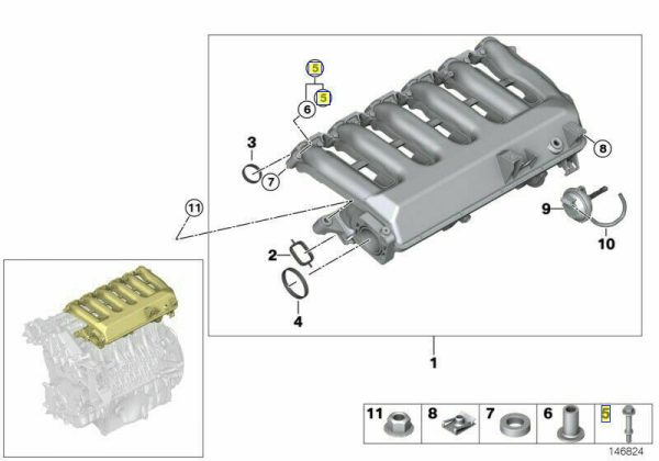 NEW GENUINE BMW 1 3 5 6 7 X SERIES DIESEL INTAKE MANIFOLD MOUNT BOLT M6 SET OF 8 11612246948/ 8X11612246948 - Image 2