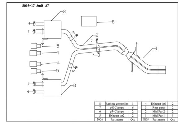Complete Exhaust System suitable for Audi A7 4G (2010-2018) Petrol Engine 2.5L/2.8L/2.0T/1.8T/3.0T with Valvetronic - Image 16