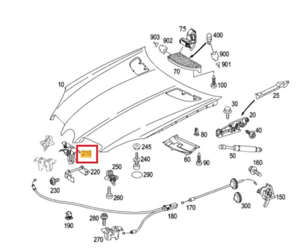 NEW GENUINE MERCEDES MB SLK CLASS ENGINE HOOD CATCH UPPER PART LHD - Image 3