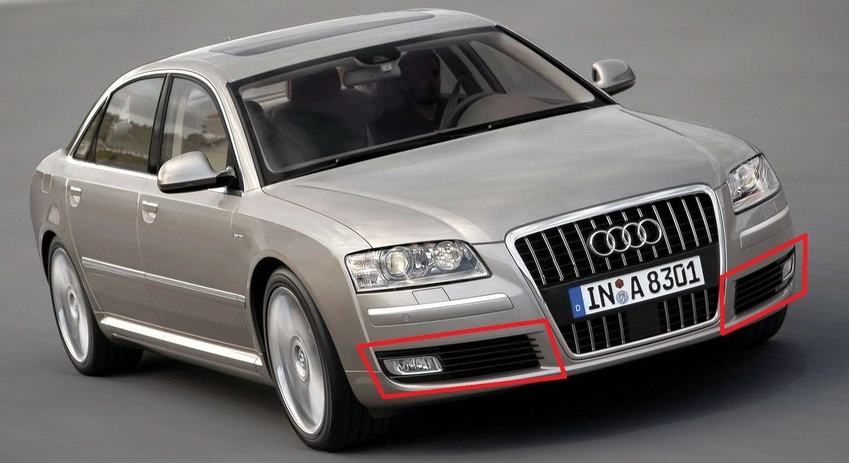 NEW GENUINE AUDI A8 4E 07-10 V10 BUMPER O/S RIGHT N/S LEFT FOG LIGHT GRILL SET 4E0807680K + 4E0807679K - Image 2