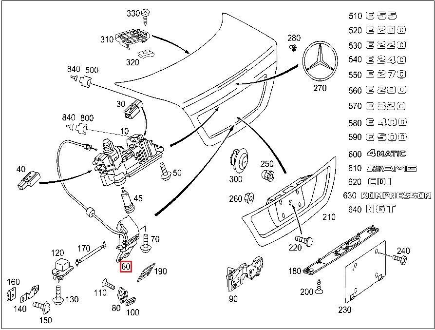 NEW GENUINE MERCEDES MB C E CLASS W203 W211 TRUNK LID LOCK LATCH MECHANISM A1717500085 - Image 2