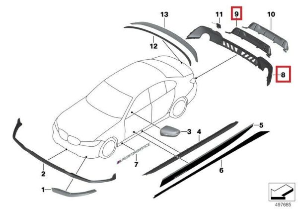 NEW GENUINE BMW G20 M SPORT PERFORMANCE REAR TRIM WITH DIFUSSER AND TAIL PIPES - Image 2
